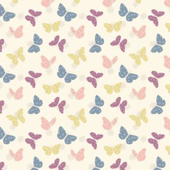 Bunny Garden - Butterflies on White