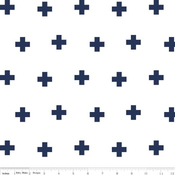 Plus Print Navy - Double Gauze